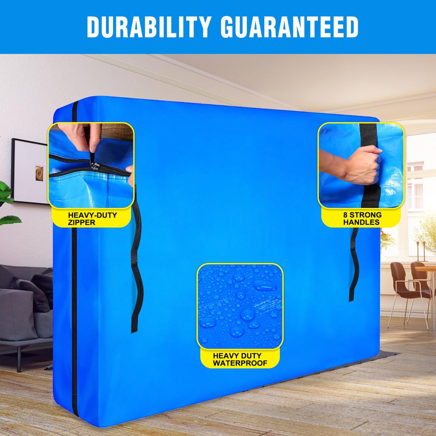 ANALIM Mattress Bags for Moving and Storage, Zippered Mattress Storage Bag with 8 Strong Carrying Handles, Cover Moving Supplies Reusable Mattress Protector (King)
