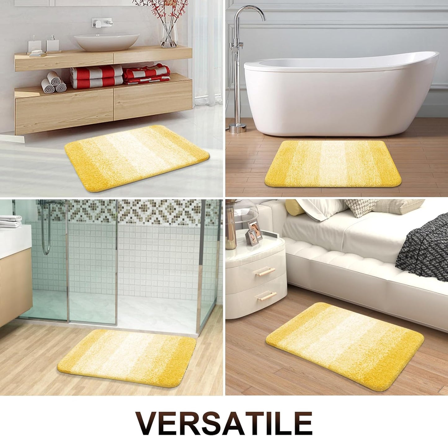 OLANLY Bathroom Runner Rug - Extra Soft Microfiber Mat 47x24 | Quick Dry, Washable, Rubber Backing - Yellow
