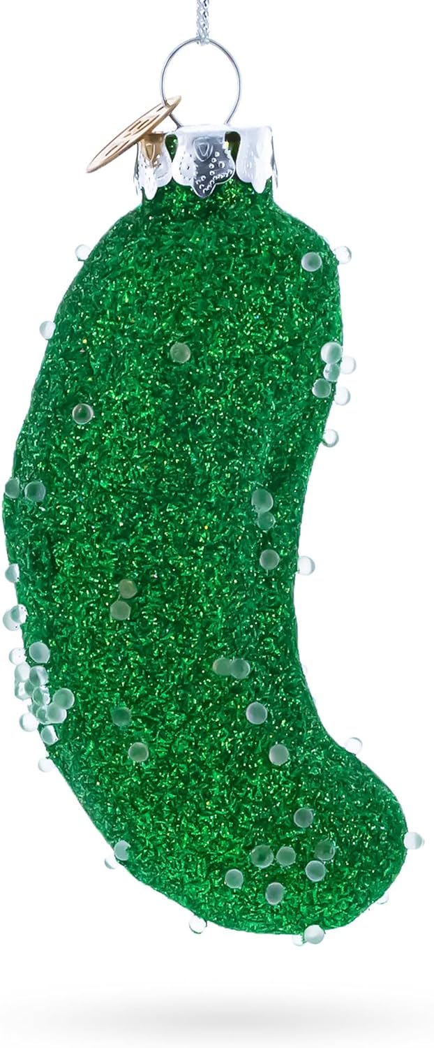 Handcrafted Salted Pickle Glass Blown Christmas Ornament - Unique Holiday Decor