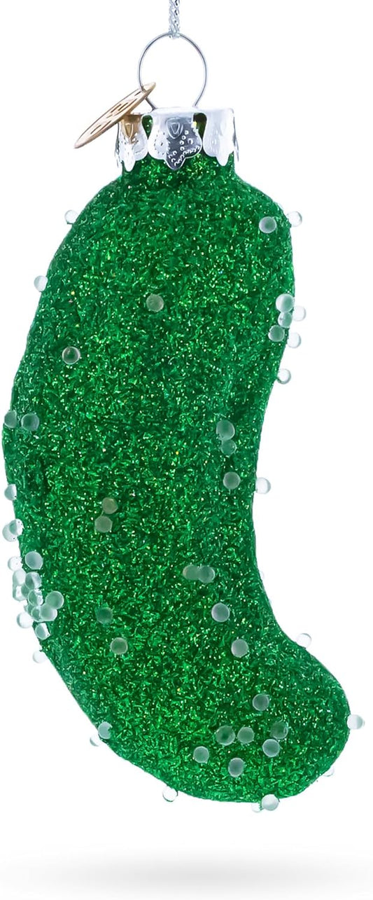 Handcrafted Salted Pickle Glass Blown Christmas Ornament - Unique Holiday Decor