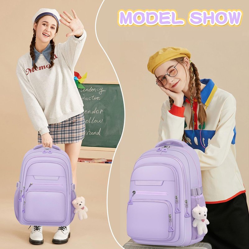 KBTYE Cute Girls Backpack for School Kids Travel College backpack for Women Teen Purple Bookbags Aesthetic Laptop Bagpack
