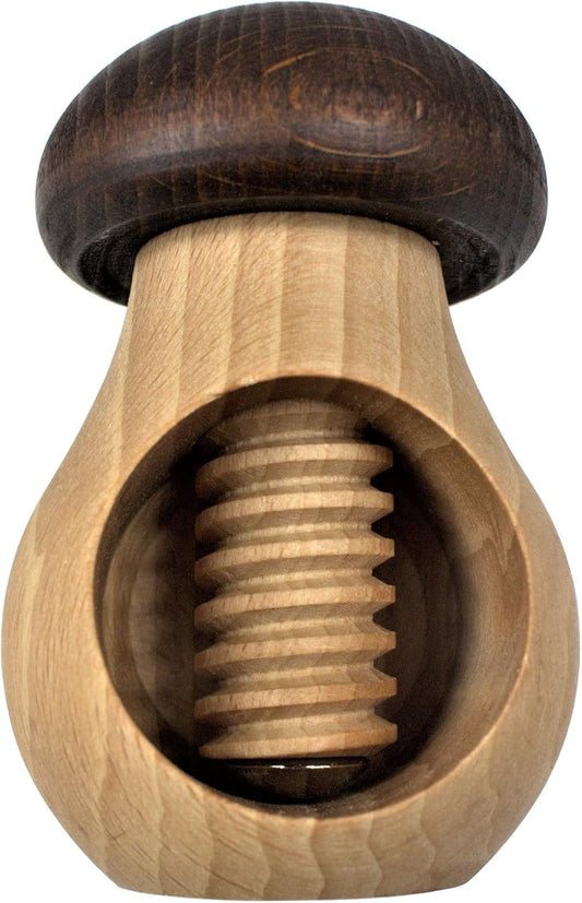 Wooden Nutcracker Tool with Easy Screw Mechanism - EFO Mushroom Design for Kitchen & Holiday Gifts