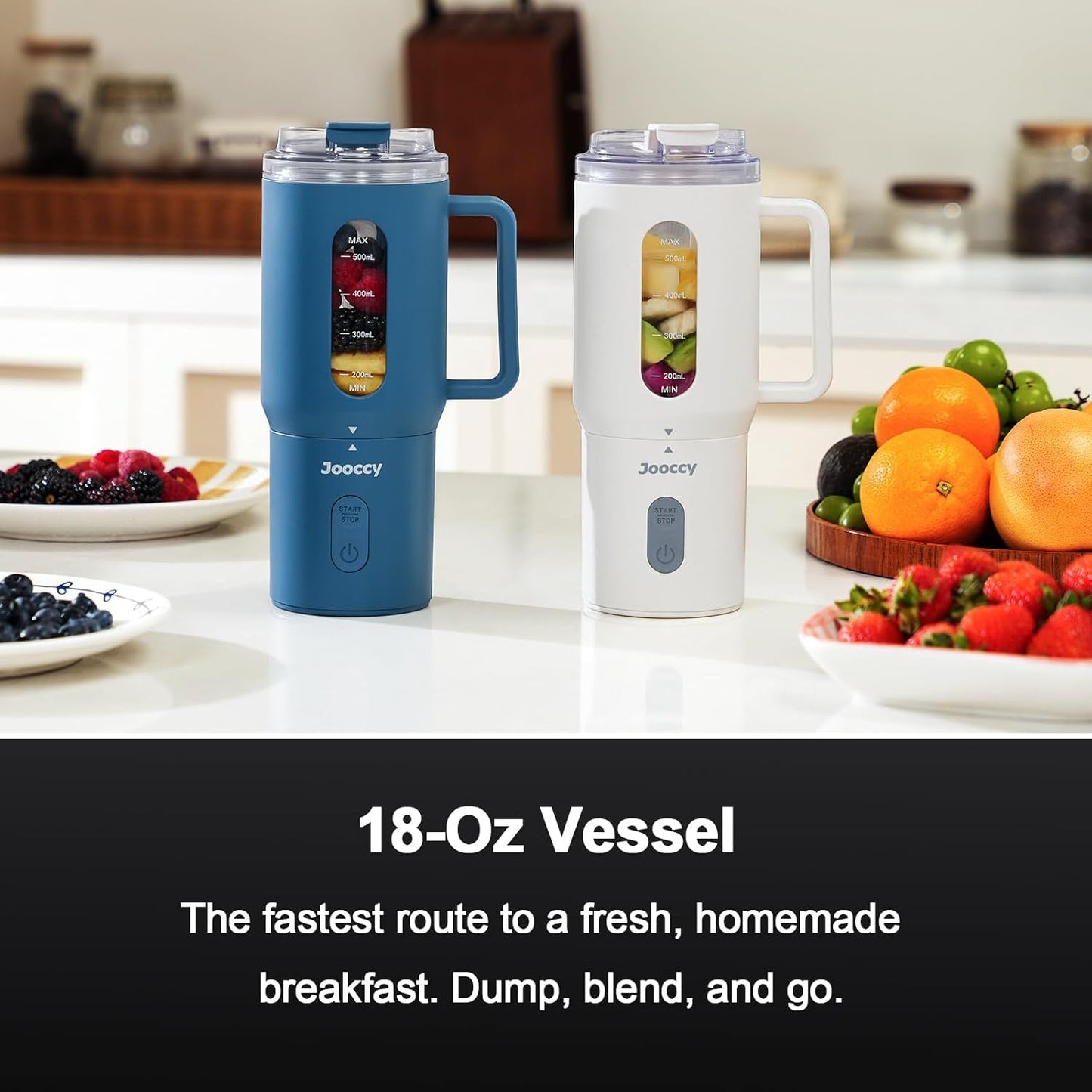 Skiennix 18oz Portable Blender - Cordless Travel Smoothie Maker with Ice Crushing Blades