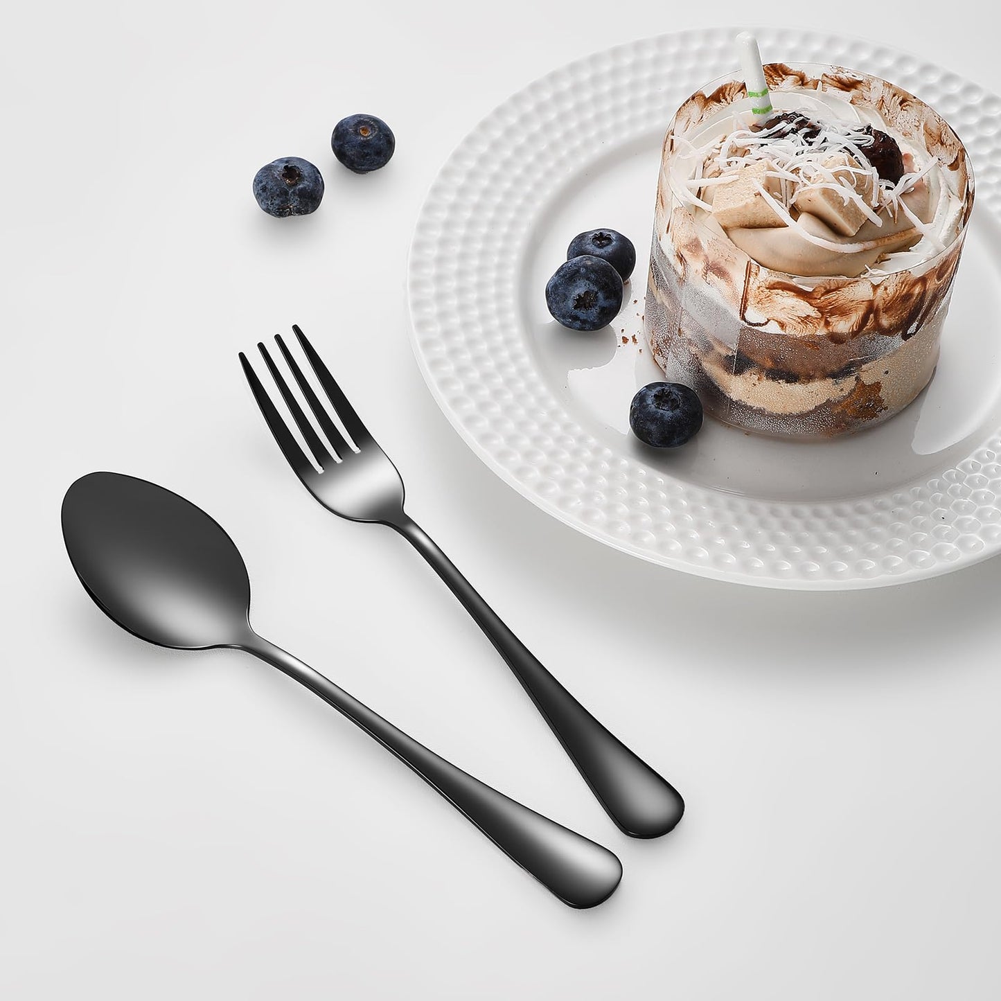 Spoons and forks set black silverware 36pcs black forks and spoons set Durable Dishwasher Safe Food-Grade stainless steel utensil set