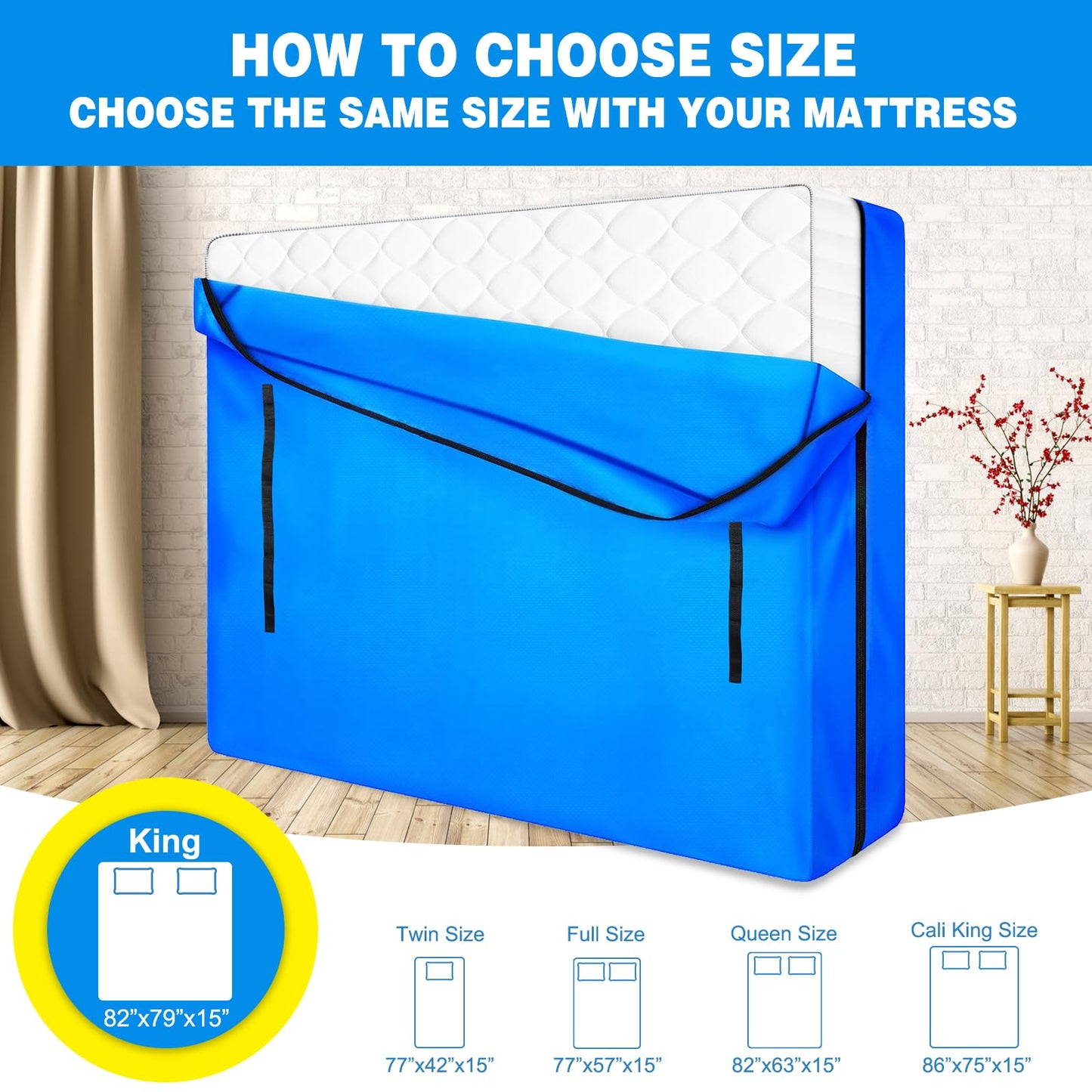 ANALIM Mattress Bags for Moving and Storage, Zippered Mattress Storage Bag with 8 Strong Carrying Handles, Cover Moving Supplies Reusable Mattress Protector (King)