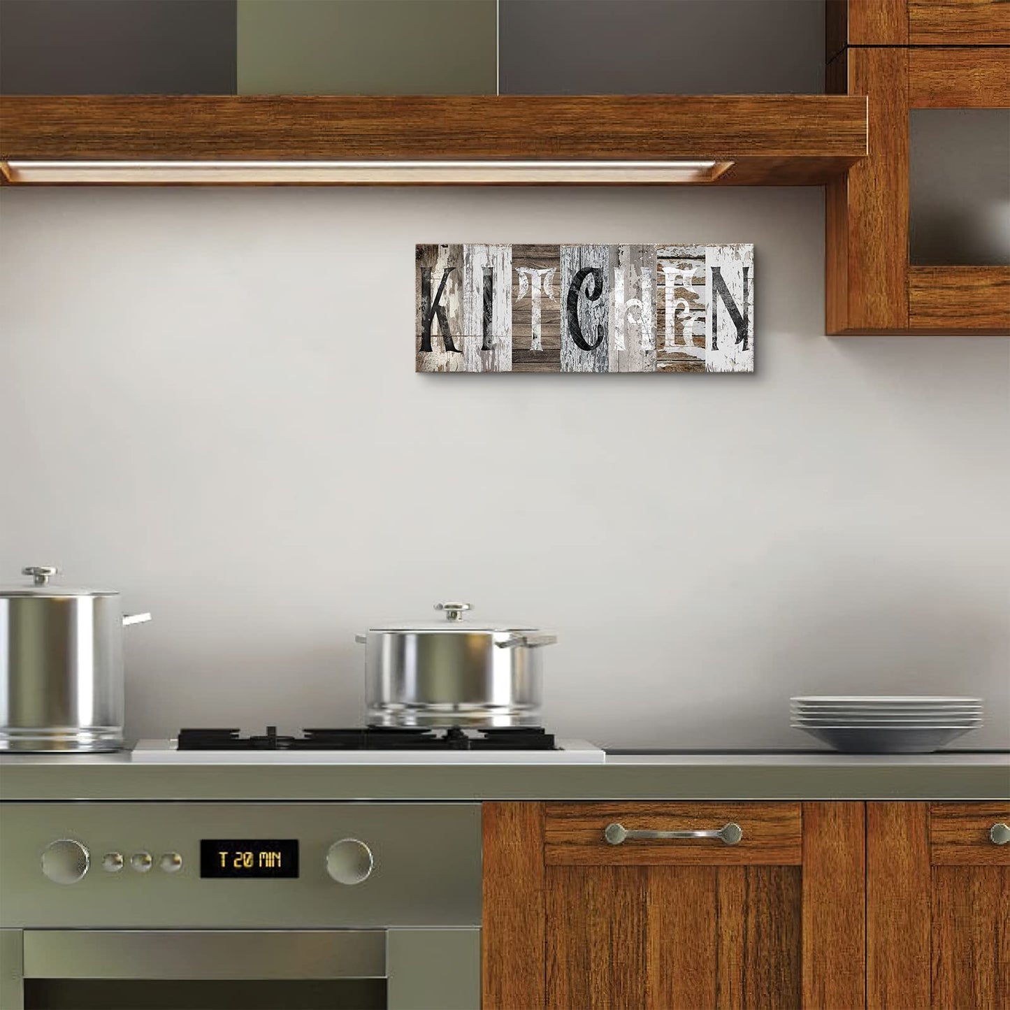 Kitchen Wall Decor Canvas Wall Art Rustic Farmhouse Kitchen Sign Picture Vintage Kitchen Painting Framed Modern Artwork for Kitchen Dining Room Restaurant Decor 24x10 inch