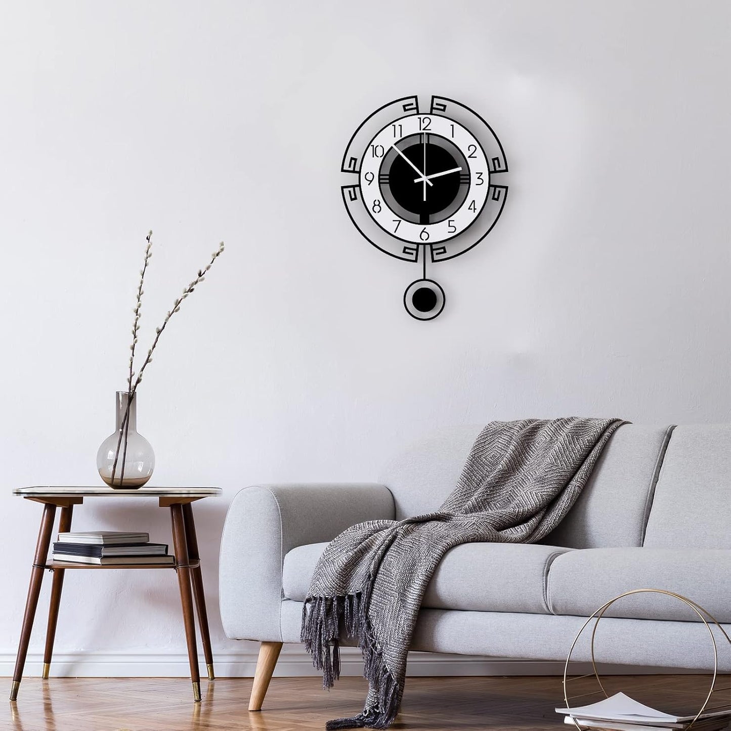 MEISD Modern Decorative 21 Inch Big Silent Wall Clock for Living Room, Bedroom, Kitchen, Home Office - Battery Operated, Analog Display
