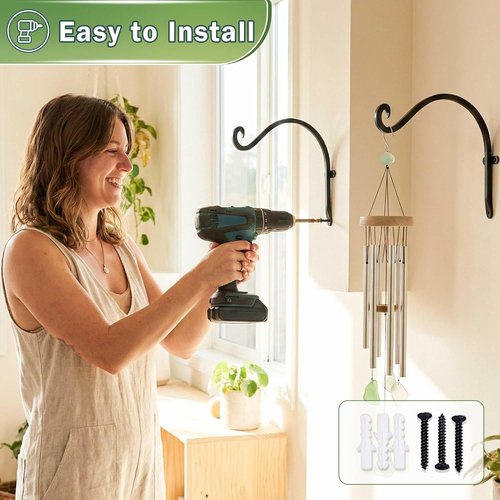 AJART Heavy-Duty Plant Hanger - 50 Lbs Capacity for Large Baskets or Feeders - 12 Inch Rustproof Iron Wall Hooks | 2 Pack