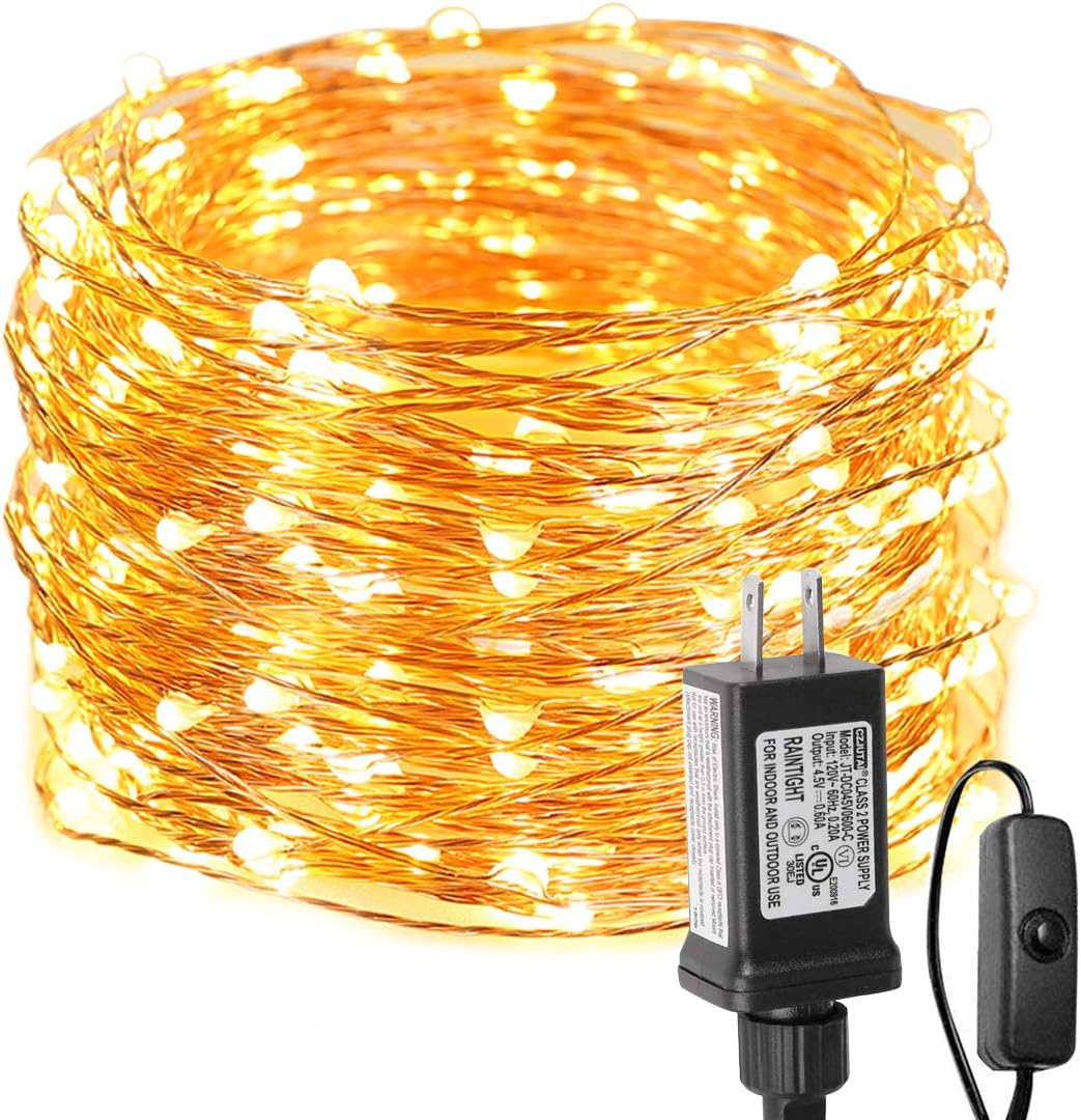 200 LED Fairy String Lights - 66 ft Warm White Waterproof Copper Wire for Indoor & Outdoor Decor