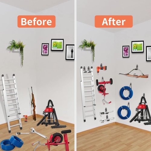 HUPBIPY Heavy Duty Garage Hooks - 7.7-Inch U-Shaped Hangers with Cord Organizers | Wall-Mounted Tool Storage