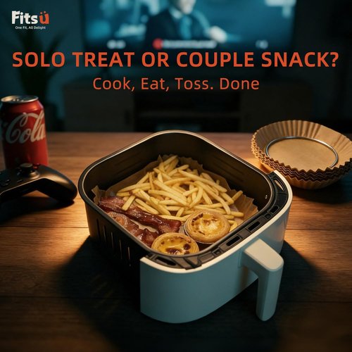 Air Fryer Liners - 8 Inch Square Disposable Parchment Paper | 200 Pcs Non-Stick with Safety Ring