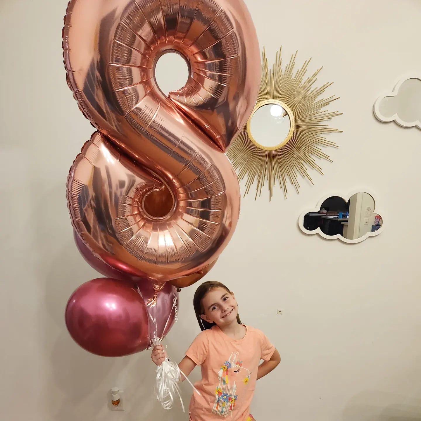Rose Gold 7 Balloon, Number Balloons 40 Inch, 7th Birthday Decorations for Girls Boys Kids, Party Decoration for Women Men, Number 7 Balloon