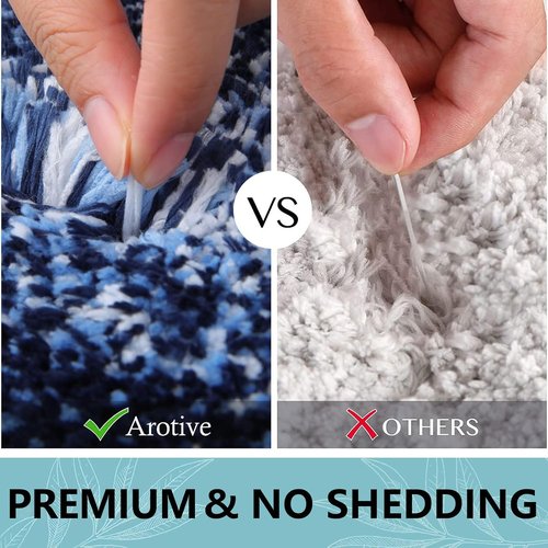 Arotive Microfiber Bath Rug - Soft, Absorbent & Non-Slip | Machine Washable, 24x16, Blue