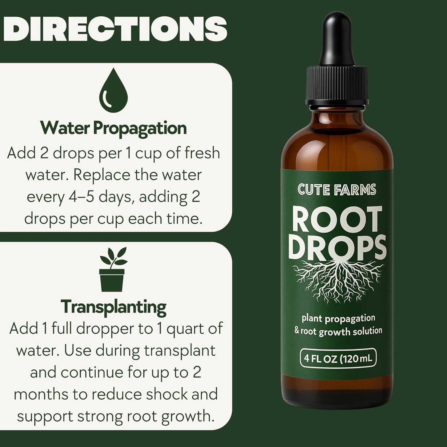 Root Drops - Liquid Rooting Booster for Rapid Growth | Stronger Roots & Reduced Transplant Shock | 4 oz