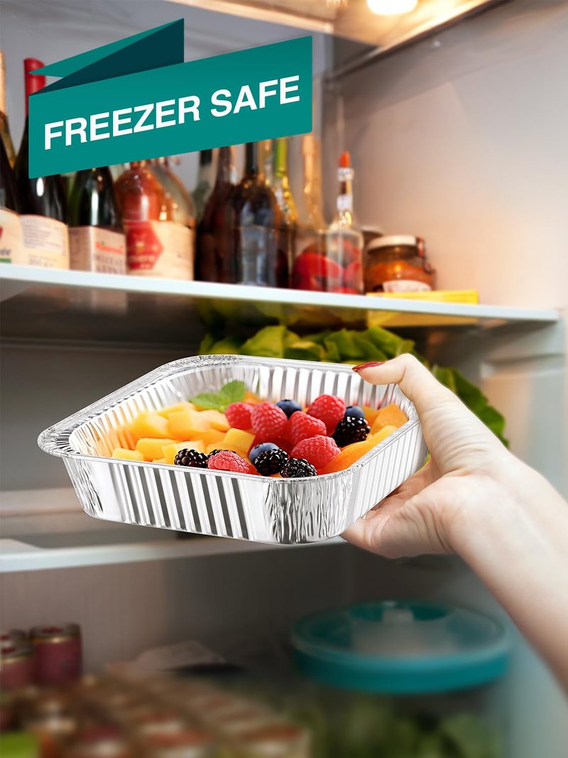 NEEBAKE 40 Pack Disposable Aluminum Foil Pans Assorted Sizes - 20 Large 10.25x12 Half Size Aluminum Pans & 20 Small 8x8 Tin Foil Baking Pans, Tin Trays Containers for Meal Prep, Food Cooking, Roasting