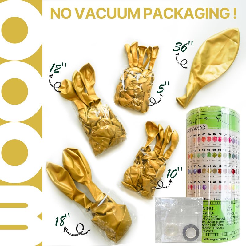 PartyWoo Gold Balloons 127pcs Different Sizes of 36 18 12 10 5 Inch Gold Balloon Arch Kit Garland for Graduation Birthday Wedding Anniversary Baby Shower Retirement Casino Party Decorations Gold-G101
