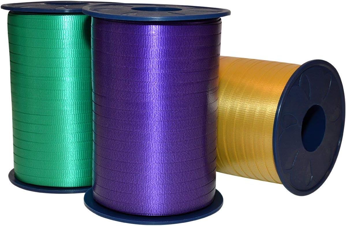 Crimped Curling Ribbon 3-Pack - Light Blue, Light Pink & Yellow - 3/16" x 500 YD for Gift Wrapping & Crafts