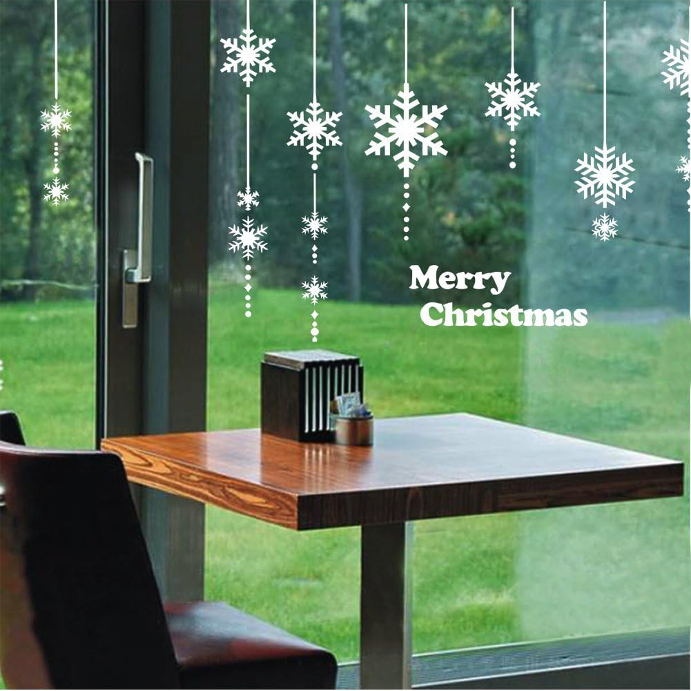 Super Large Snowflake Wall Decals - Merry Christmas Decorative Stickers for Kids' Rooms, 71x42 inches