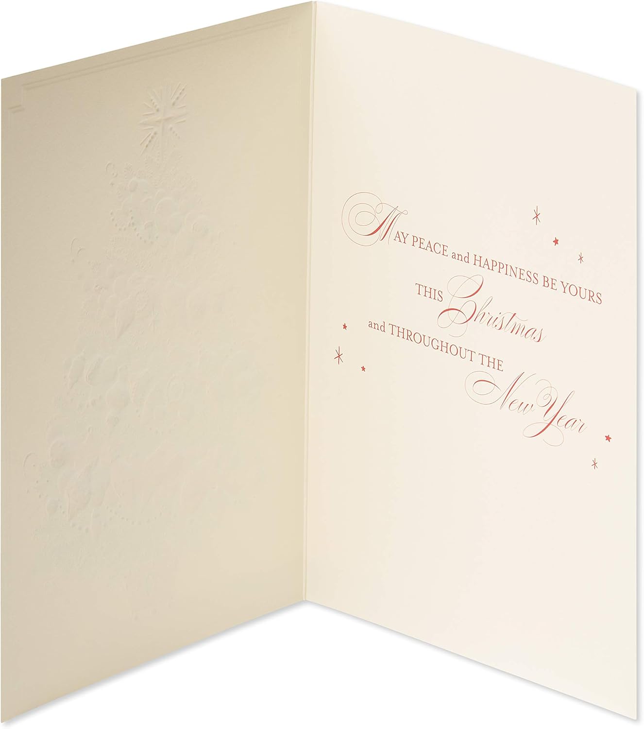 12-Pack Papyrus Christmas Cards with Envelopes - Peace & Happiness Tree Design
