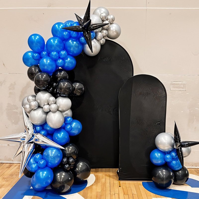 Blue and Black Balloons,12 Inch Dark Blue and Silver Black Pearl Light Blue Balloons for Boys Birthday Party Decorations Baby Shower Graduations Celebrations Backdrop Supplies