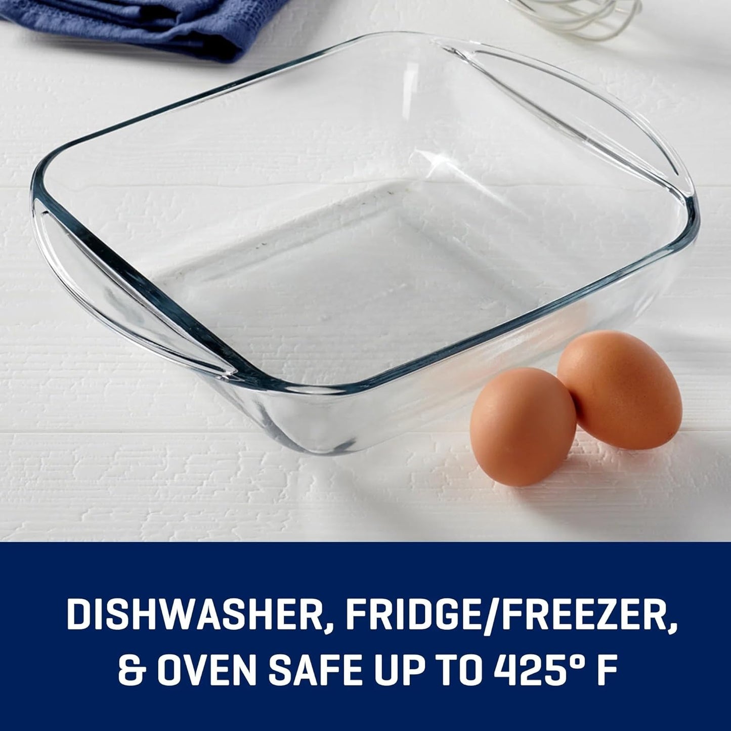 Skiennix 8" x 8" Glass Cake Pan - Durable, Non-Stick Design for Perfect Baking Every Time