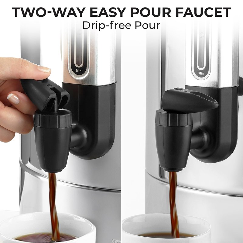 Zulay Commercial Grade 100 Cup Coffee Maker Hot Water Urn - Large Percolator Pot Dispenser With Double-Wall Stainless Steel, Quick Brew, Stays Hot for Tea & Beverage at Events & Catering - Silver