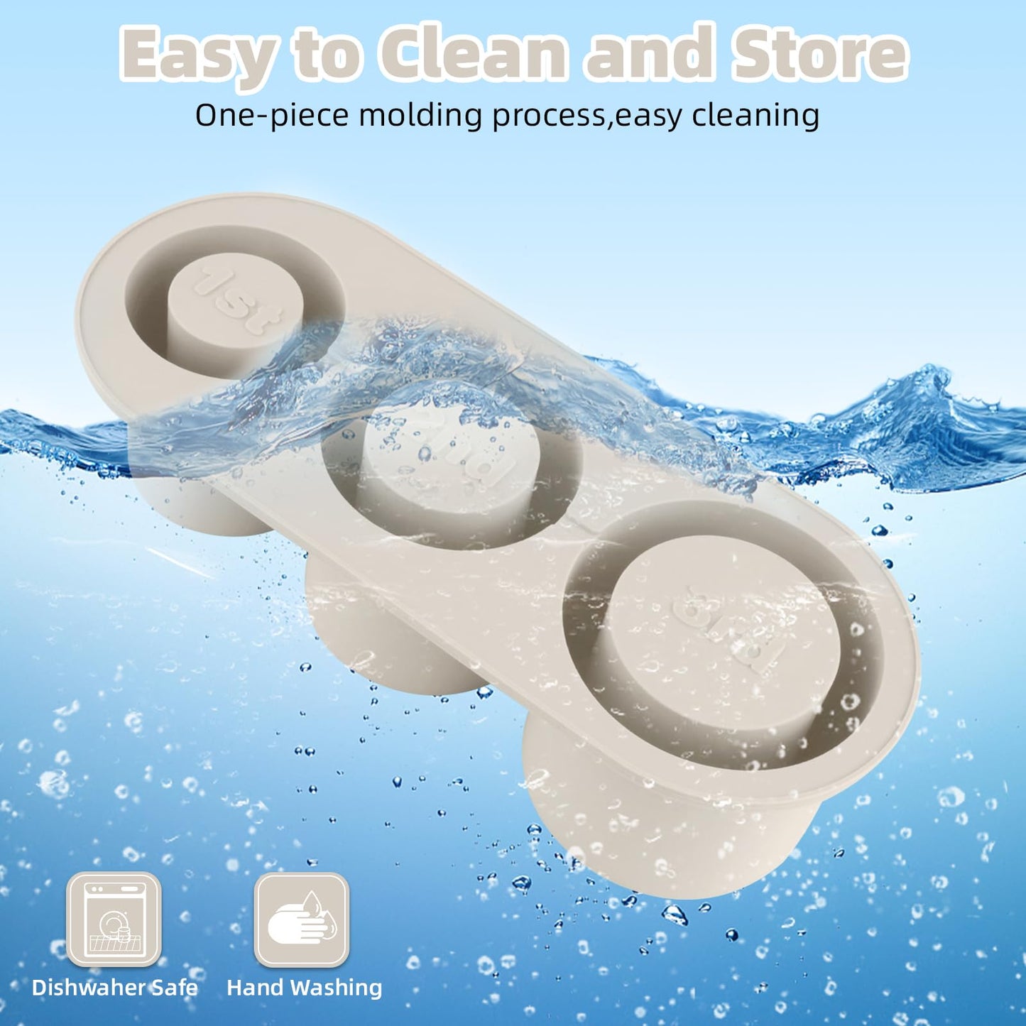 Tcamp Tumbler Ice Mold, Ice Cube Tray for 30 oz -40 oz Tumbler Cup, 3 Pcs Silicone Hollow Cylinder Ice Mold with Lid and Bin for Freezer, Ice Drink, Juice, Whiskey, Cocktail (White)