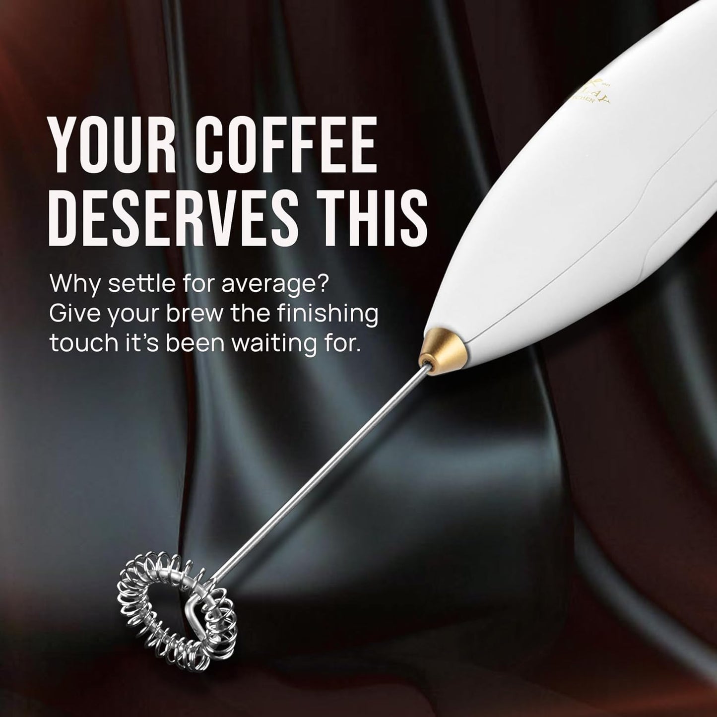 Zulay Kitchen Milk Frother - Luxury Handheld Electric Foam Maker for Coffee & Lattes | Includes 4 Duracell Batteries