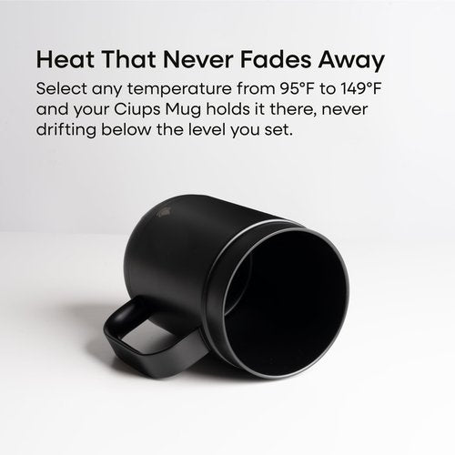 Ciups Heated Coffee Mug Rechargeable, 4-Hour Battery Life, LED Display, Temperature Control, Cup Warmer, Self-Heating Electric Coffee Mug, 16 ounces (Black)