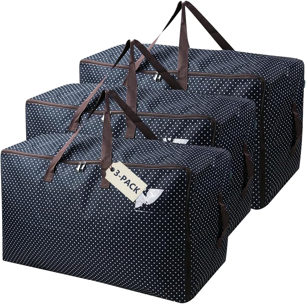 3-Side Zip Open Storage Bag for Christmas Trees & Party Ornaments - 27.5x16.5x13.8, Black Dots