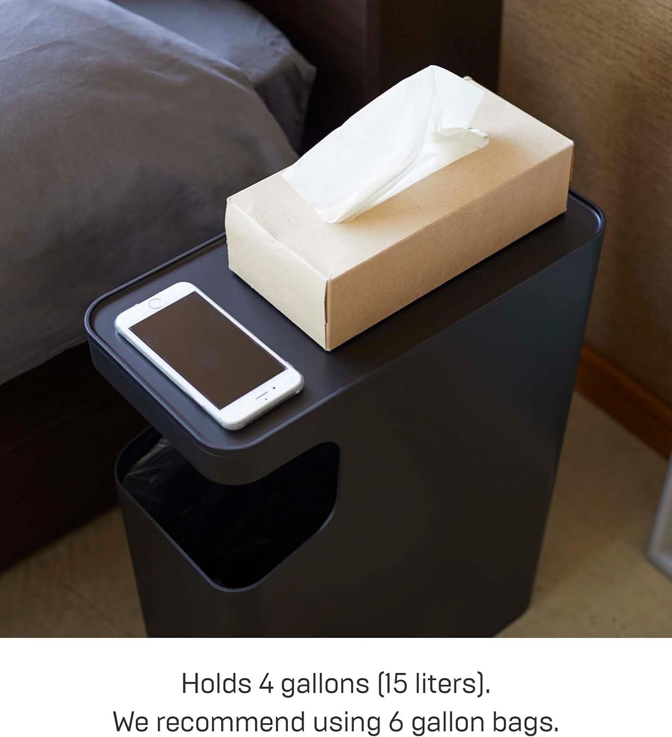 YAMAZAKI home Tower Side table and Trash can Black