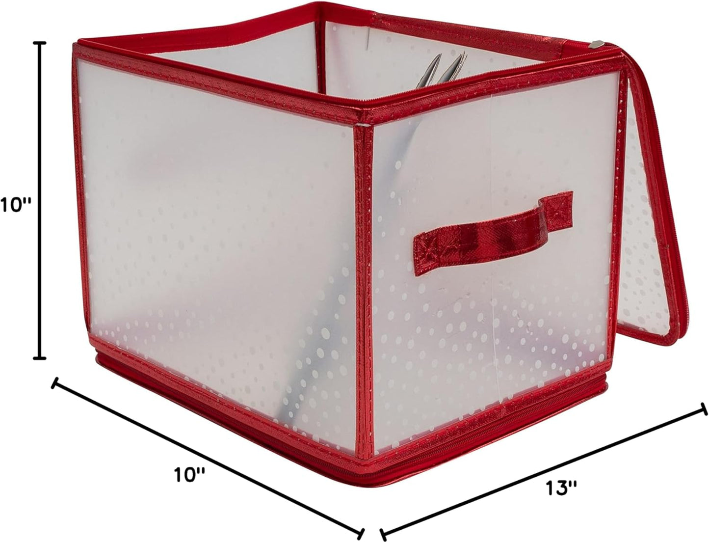 Ornament Storage Organizer for 112 Ornaments | Zipper Closure | Space-Saving Red Design