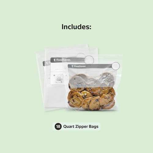 FoodSaver Vacuum Zipper Bags - 1-Quart BPA-Free Multilayer Construction for Freshness