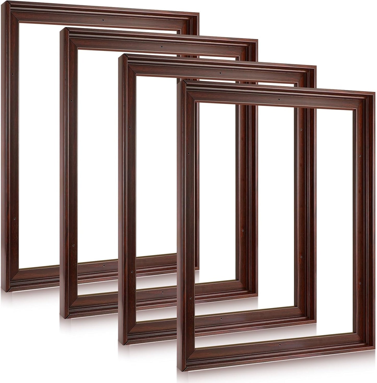 Soaoo 4 Pcs Canvas Floater Frames Floating Canvas Frame 0. 9" Deep Artwork for Paintings with Hardware Kit Included for Wall Prints Painting, Assemble Required(16'' x 20'',Brown)
