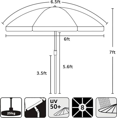 AMMSUN Patio Umbrella - 6.5 Ft Outdoor Table Umbrella with Tilt Steel Pole & UPF50+ Protection | Navy Blue