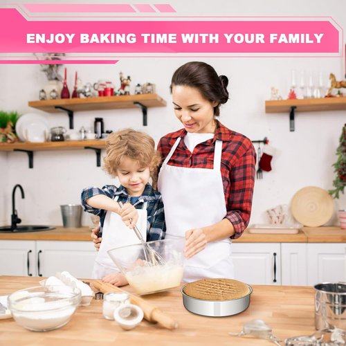 EWFEN 8-Inch Stainless Steel Cake Pan Set - Non-Toxic, Leak-Proof & Easy to Clean | Set of 2