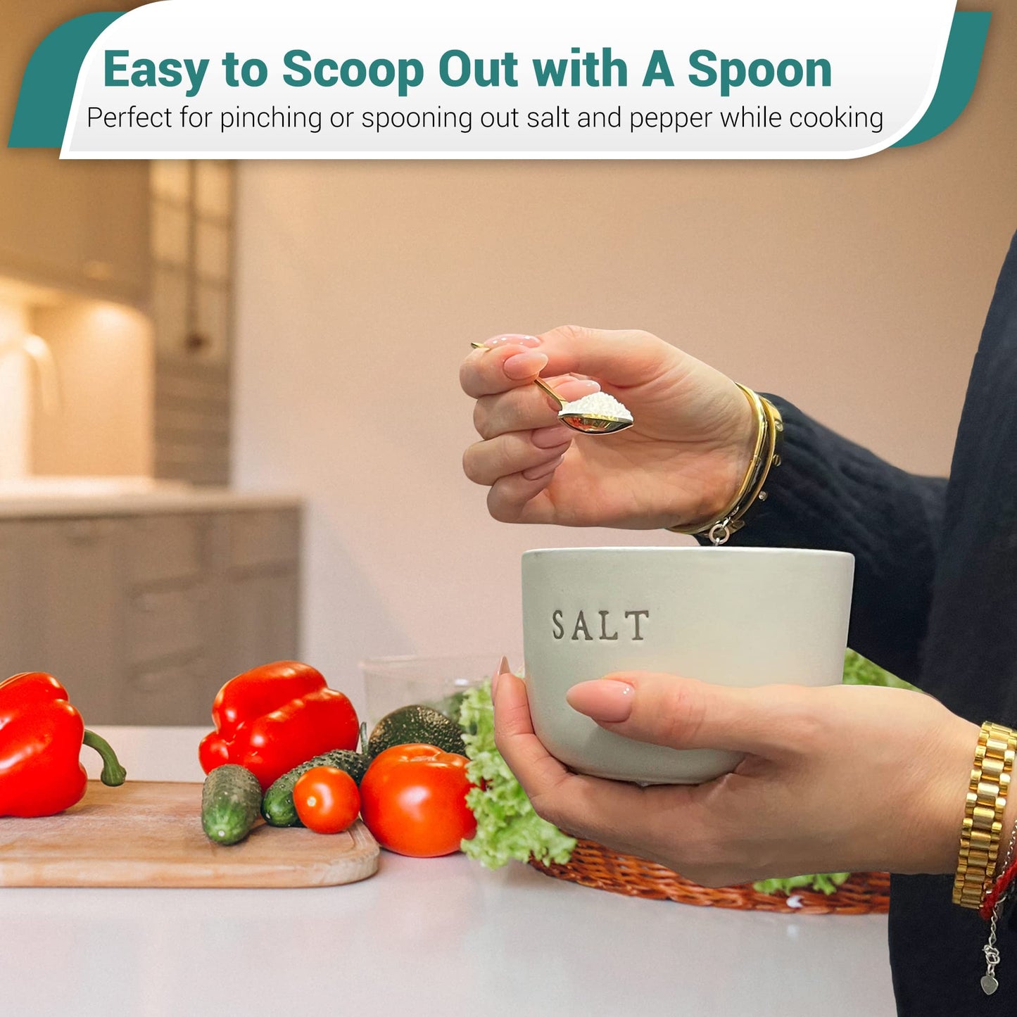 Kolibrox Stoneware Salt and Pepper Cellar Set - Stylish, Functional Kitchenware for Effortless Seasoning - Versatile, Creamy Durable Stone Design - Perfect for Kitchen & Home Decor