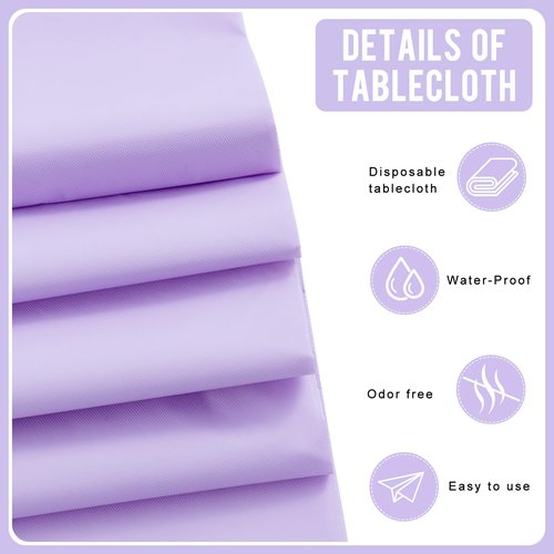 Eleclassi 3 Pack Premium Lavender Plastic Table Cloth Disposable Tablecloth 54 x 108 in - Waterproof Plastic Tablecloths for Rectangle Tables Up to 8 Ft - Party Table Cloths Disposable