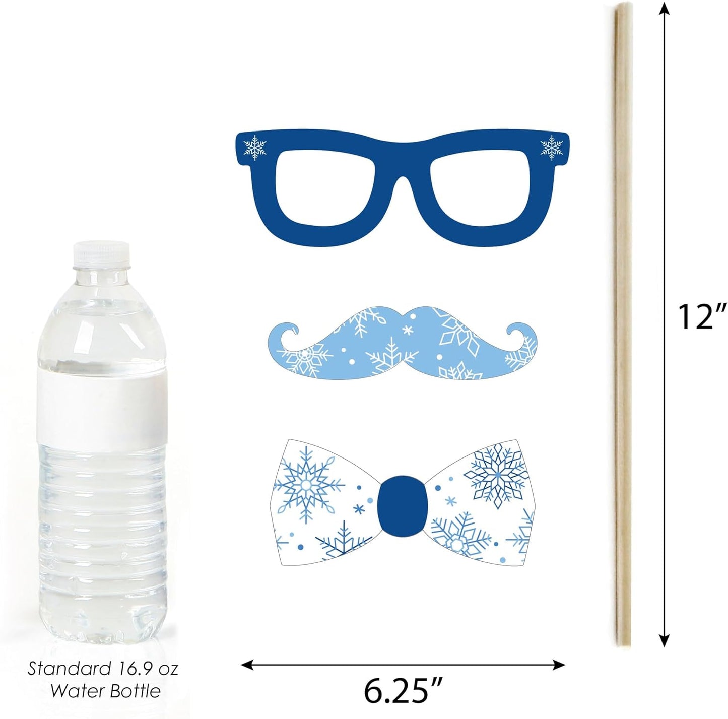 Winter Wonderland Photo Props Kit - 20 Snowflake Decorations for Holiday Parties & Weddings