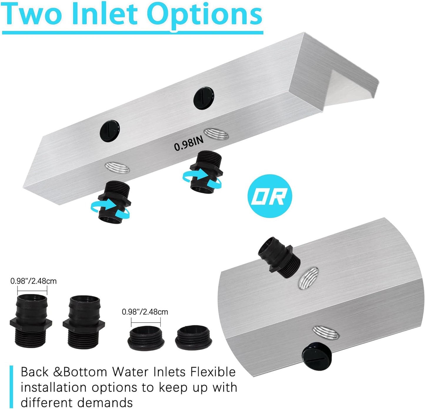 304 Stainless Steel Pool Waterfall Stream Element,Extension Stream,Garden Waterfall DIY Fountain for Garden,Yard,Terrace,Pond Basin,Fountain,Balcony