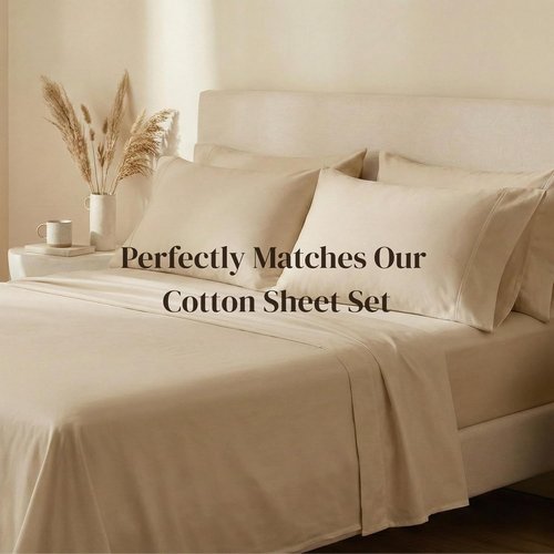 Beckham Hotel Collection Pillowcases - Queen Size Set of 2 | Cool Touch Cotton Sateen, 500TC, Silky Soft, Sand