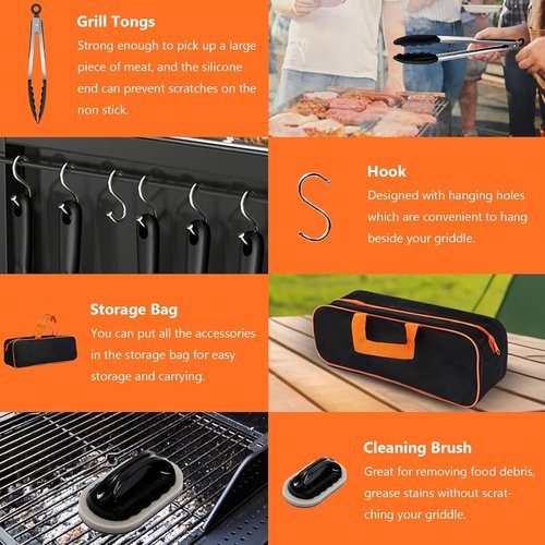 Blackstone Griddle Accessories - 30PCS Grilling Set with Spatula, Basting Cover & Egg Rings for BBQ & Camping