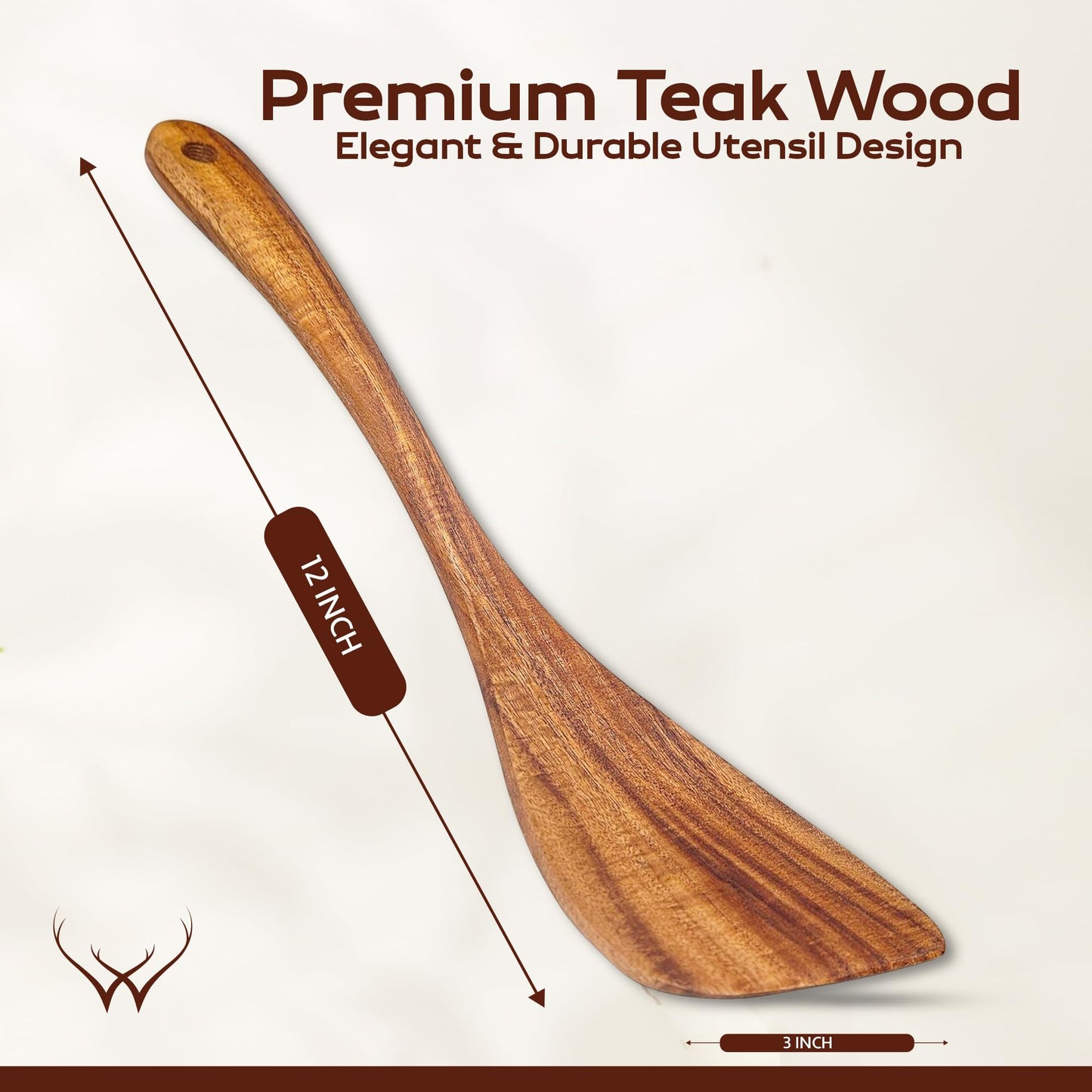 Wooden Spatula for Cooking, Teak Wood Spatula for non stick frying pan With Long Handle - Wooden Pancake Spurtle Non-Stick Cooking Utensils for kitchen use