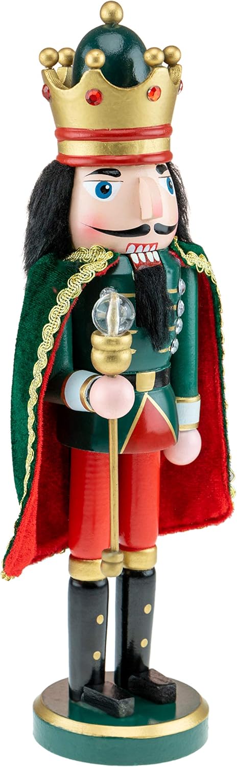 Red Prince 12-Inch Wooden Nutcracker - Festive Christmas Décor for Shelves & Tables