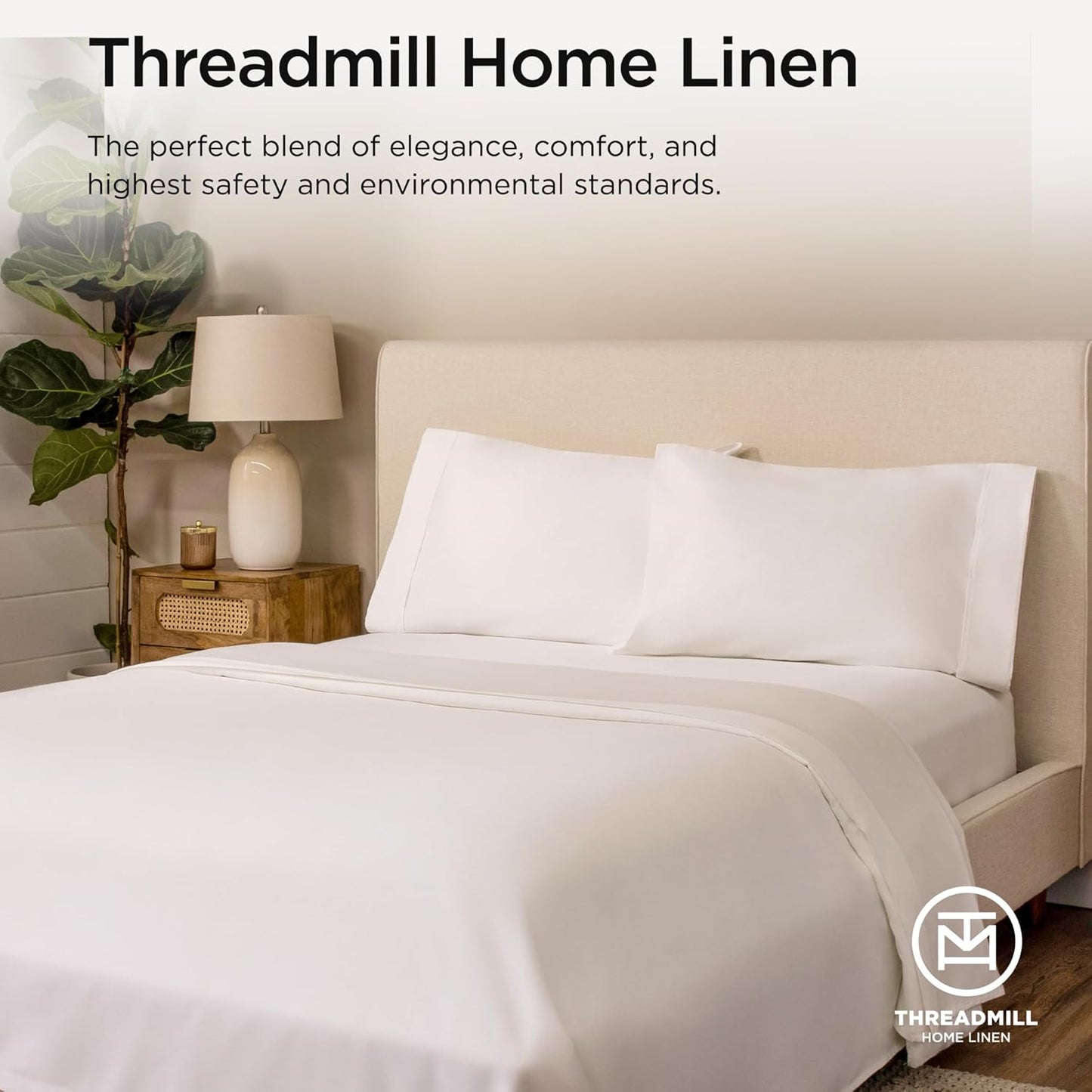 Threadmill 100% Cotton Twin XL Bed Sheets Set - 600 Thread Count with 15” Deep Pocket | Cooling Sateen Weave, White