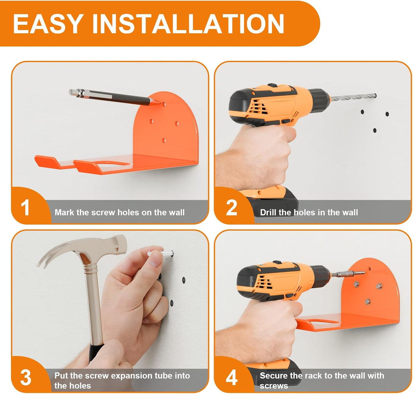 Weedeater Hanger - Heavy Duty Wall Mount Tool Holder with Rubber Coating | Organize Your Garage