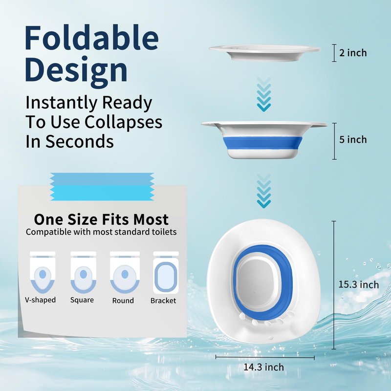 RUGUO Sitz Bath for Toilet Seat - Yoni Steam Seat - Sitz Bath for Hemorrhoids and Postpartum Care - Portable Bidet BPA Free - Foldable Basin for Epsom Salt Soak - Blue