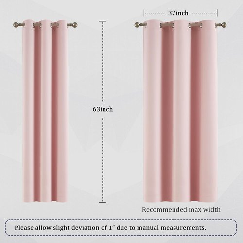 DUALIFE Baby Pink Blackout Curtains - Thermal Insulated Room Darkening Panels, 42 x 63 Inches, 2-Pack