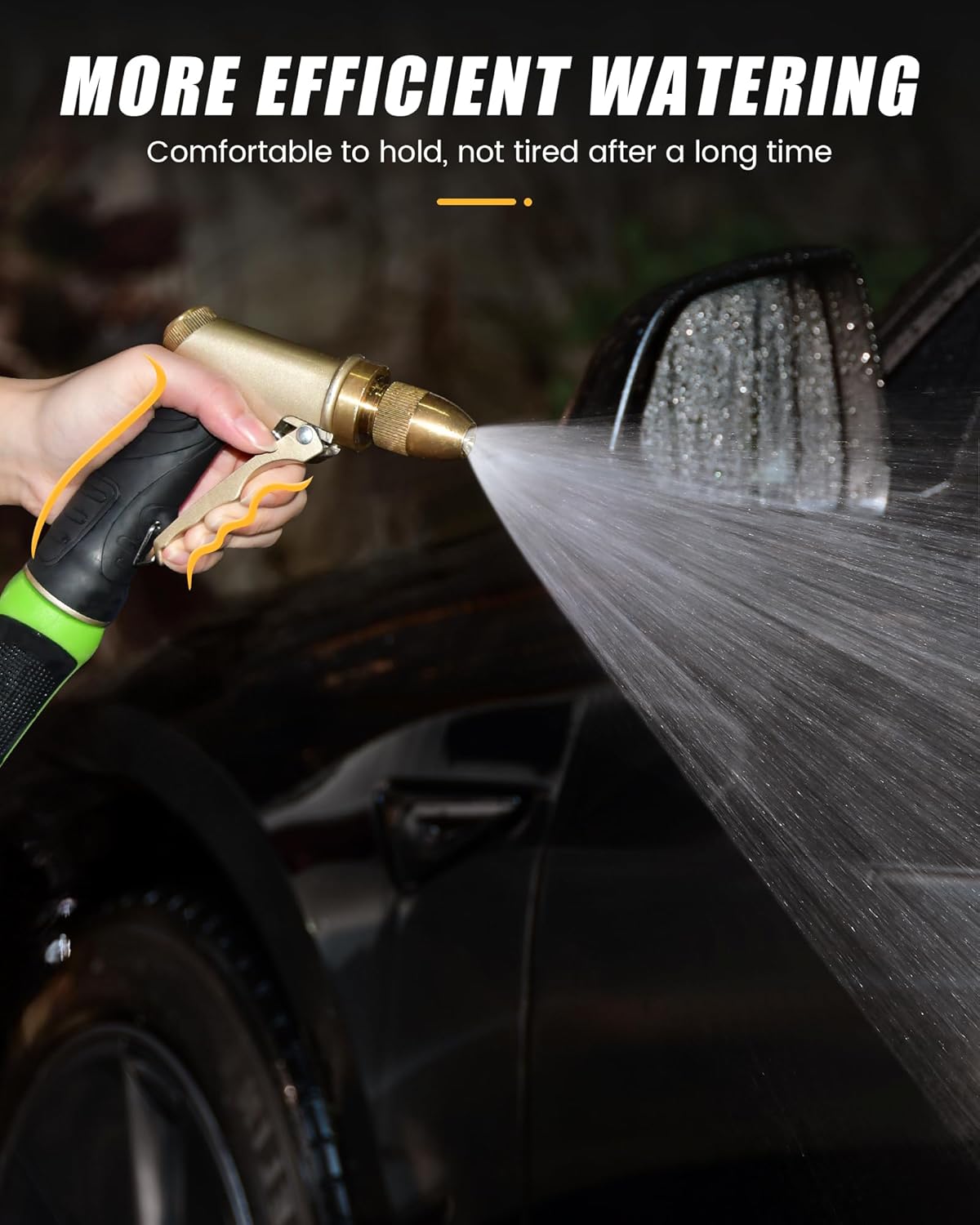 RAINPOINT Heavy Duty Metal Garden Hose Nozzle - Adjustable High Pressure Spray for Plants, Cars & Pets