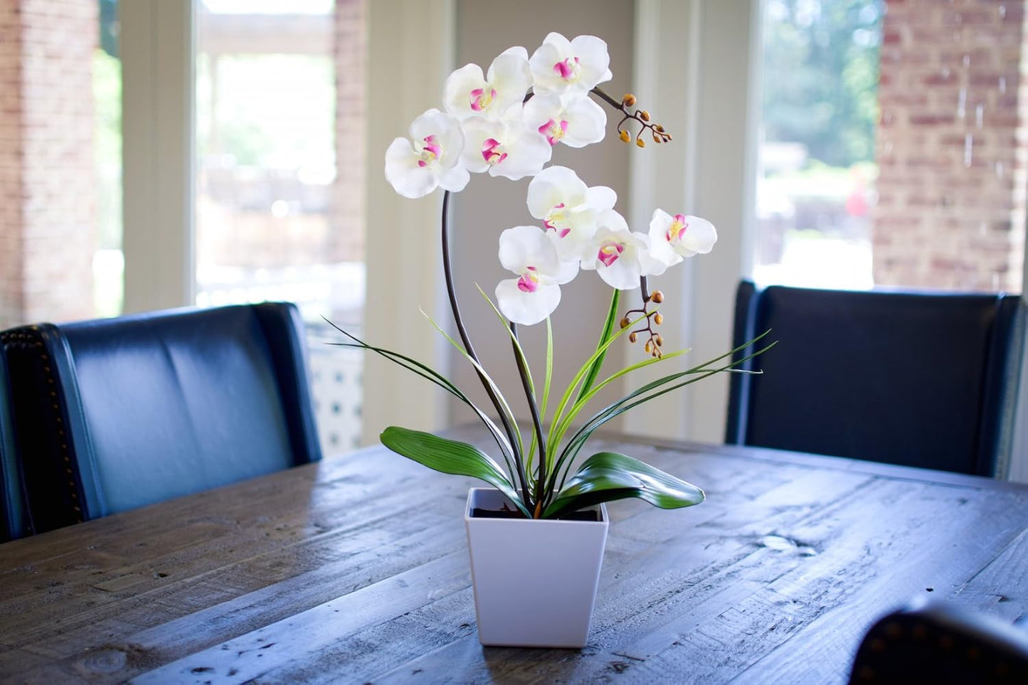 Pre-Lit Artificial Orchid Arrangement - LED Orchid Plant with 9 Lights (White)